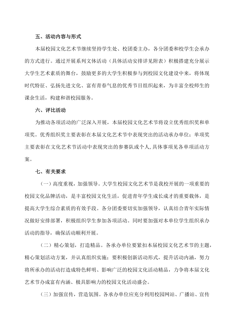 XX工业职业技术学院202X大学生校园文化艺术节实施方案.docx_第2页