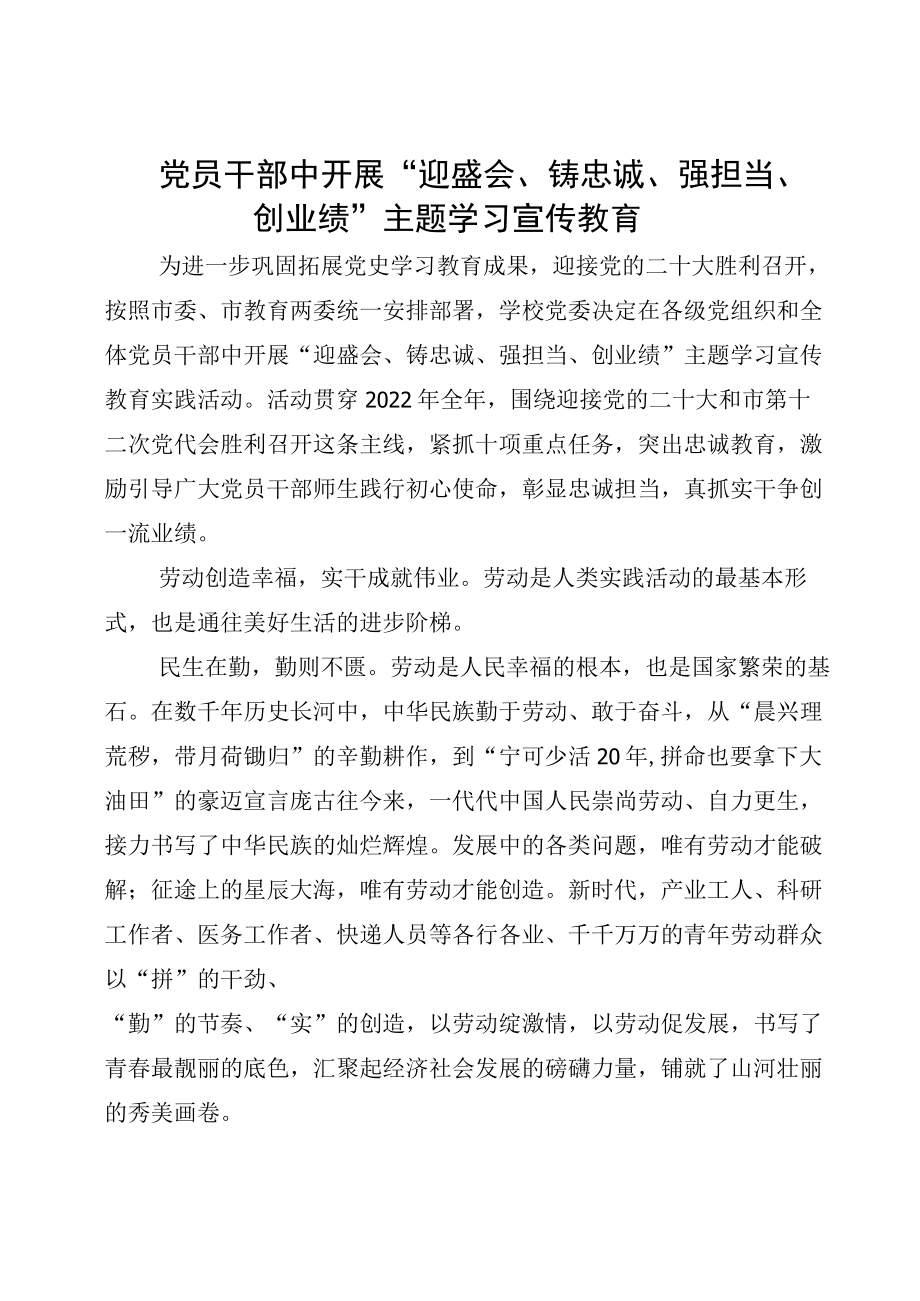 “迎盛会、铸忠诚、强担当、创业绩”个人对照剖析检视材料（1）.docx_第1页