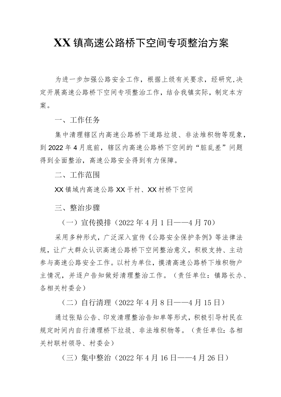 XX镇高速公路桥下路域环境专项整治.docx_第1页