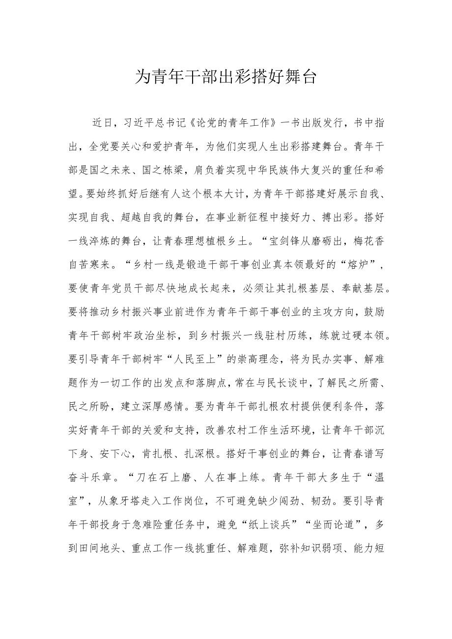 为青干部出彩搭好舞台.docx_第1页