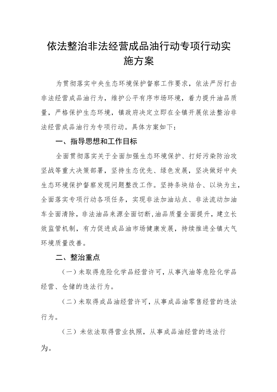 依法整治非法经营成品油行动专项行动实施方案.docx_第1页