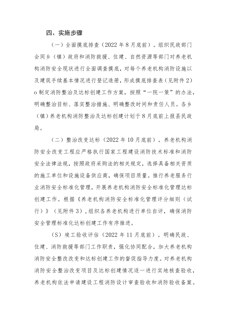 养老机构消防安全专项整治暨标准化管理达标创建工作实施方案.docx_第3页