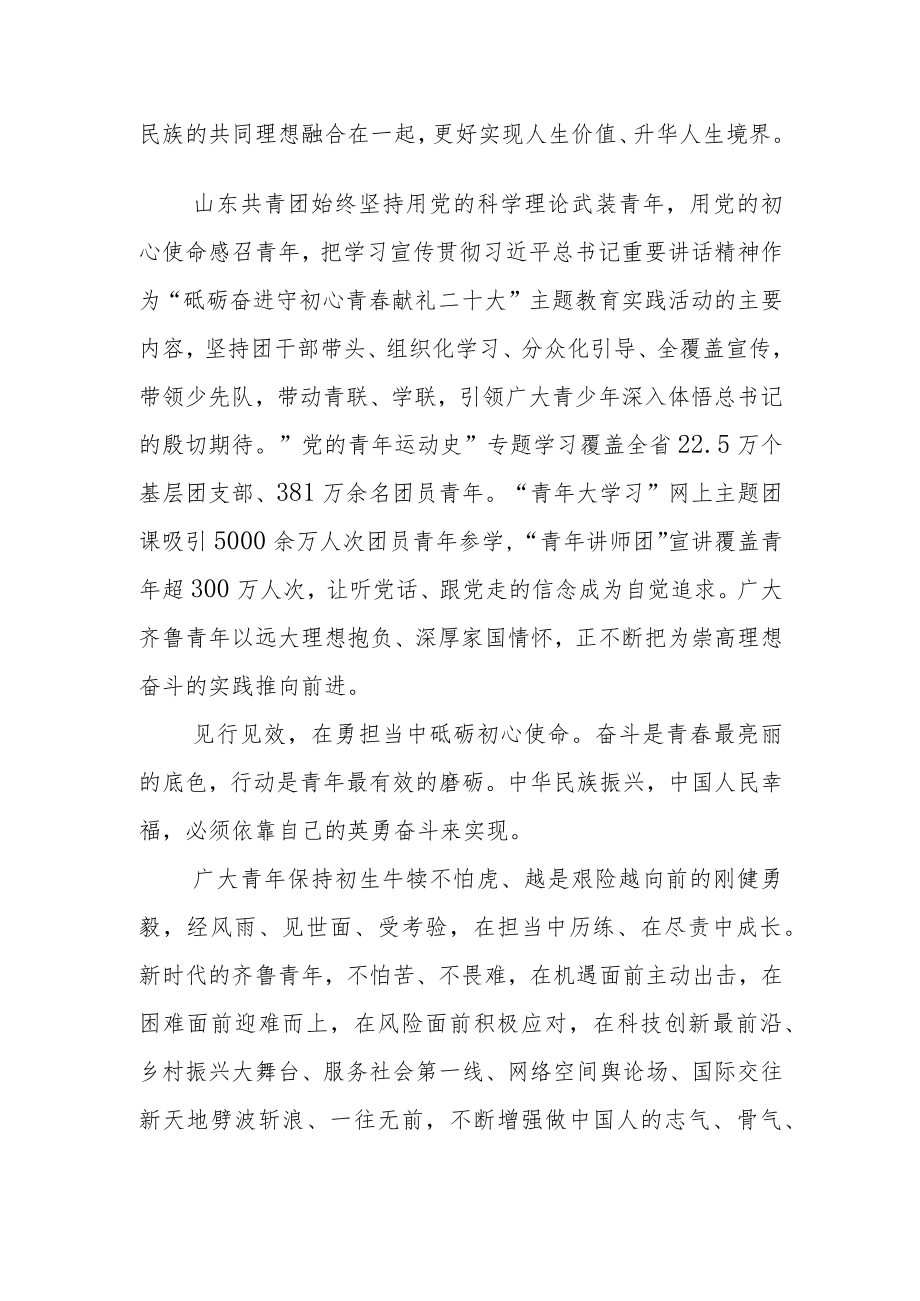 【中心组研讨发言】谱写齐鲁青奋进新篇章.docx_第2页