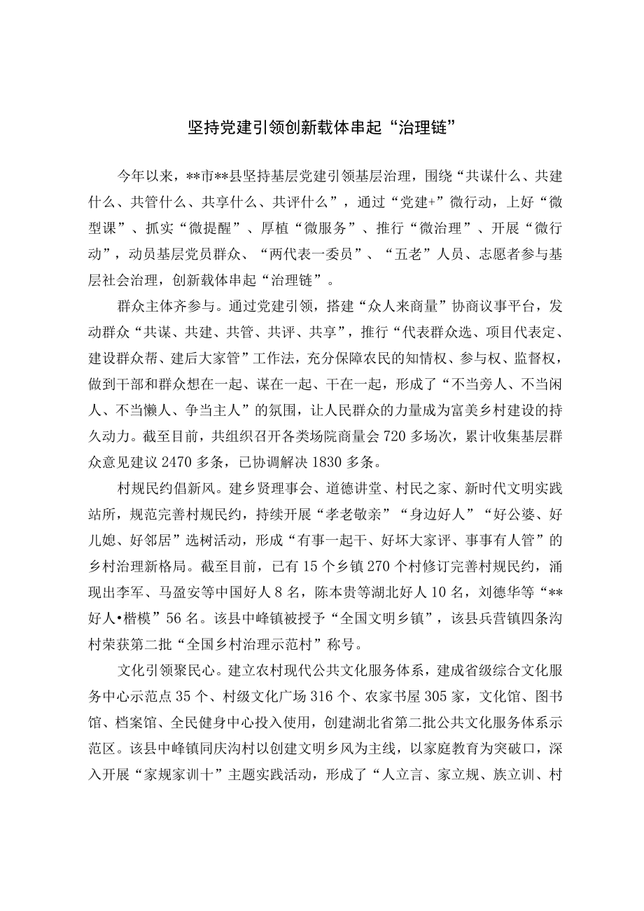 【经验总结】坚持党建引领 创新载体串起“治理链”.docx_第1页