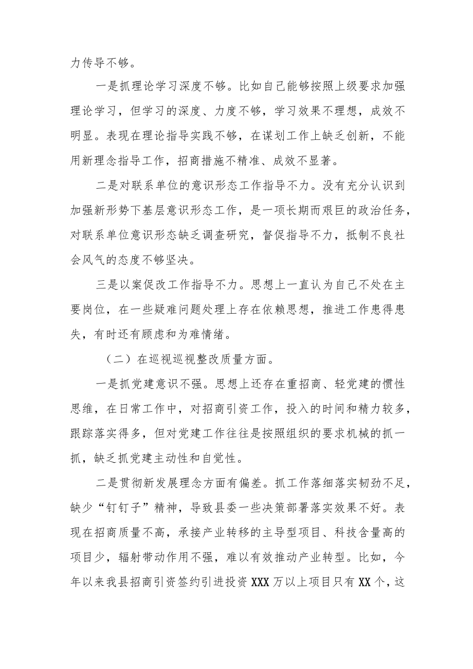 副县长巡视整改专题民主生活会对照检查发言.docx_第2页