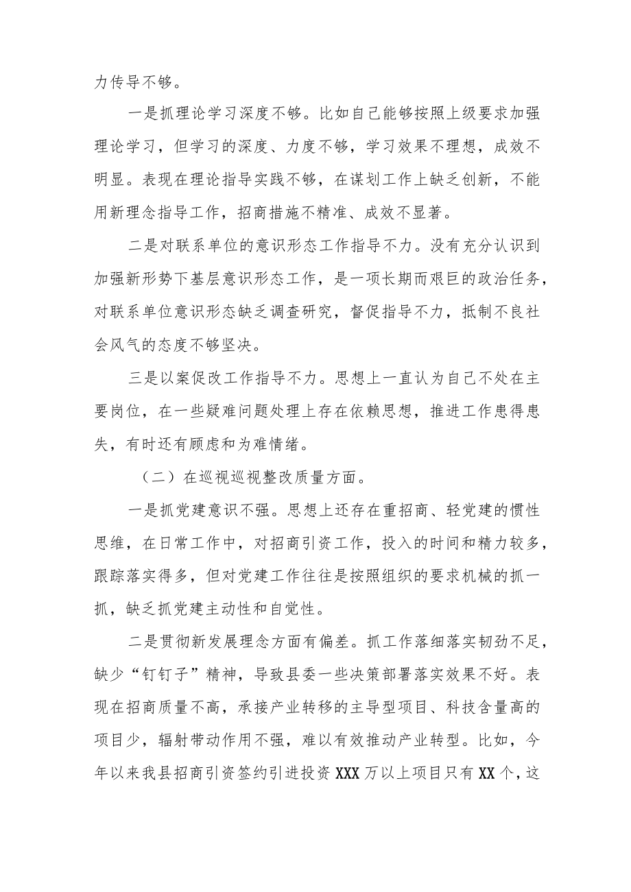 副县长巡视整改专题民主生活会对照检查发言2.docx_第2页