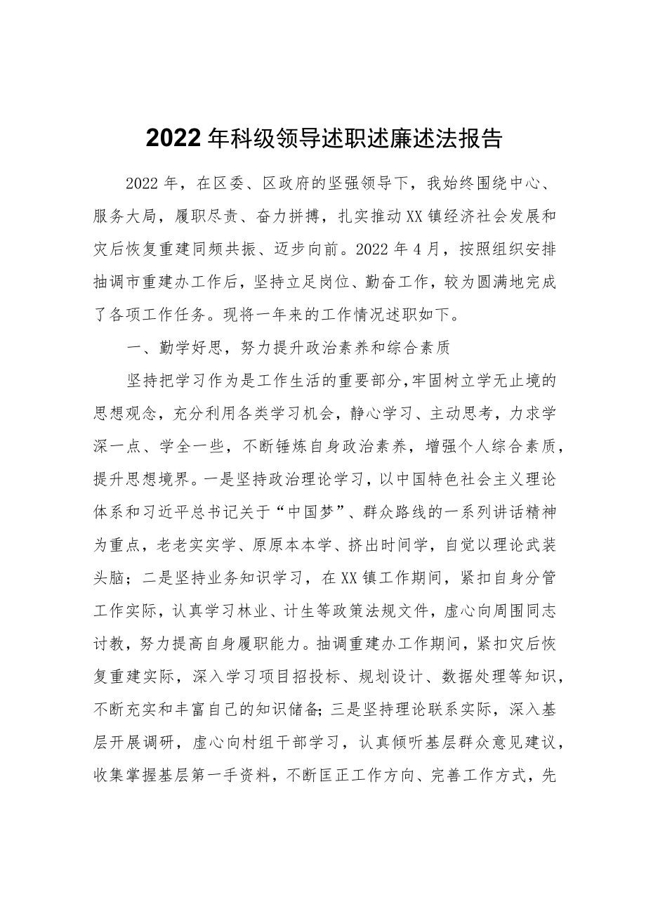 2022科级领导述职述廉述法报告.docx_第1页