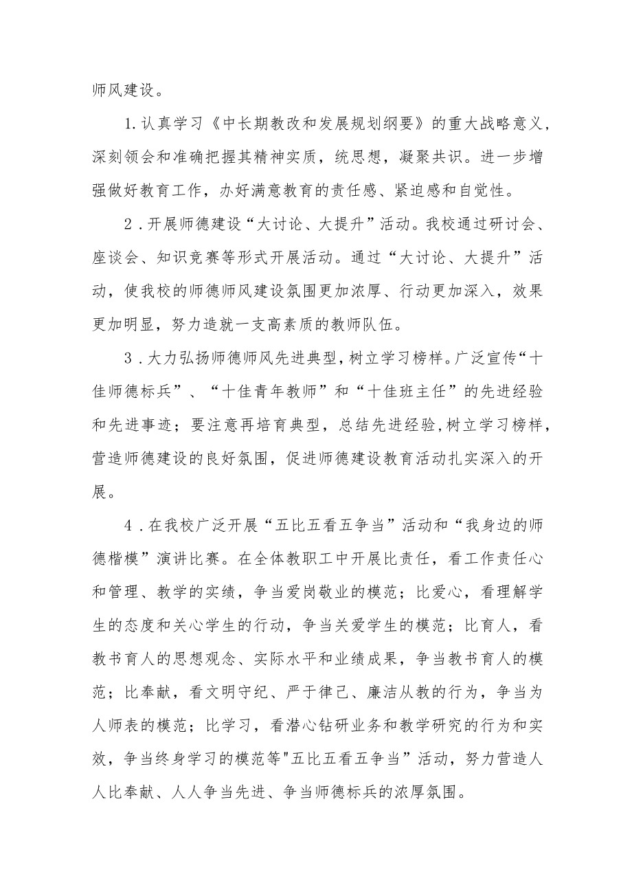 2022学校师德建设教育月活动方案工作总结六篇合集.docx_第2页