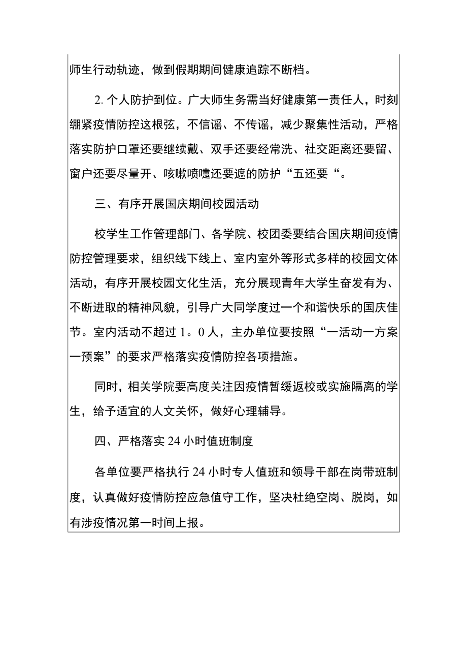 2022学校关于做好“国庆”假期期间疫情防控工作的方案.docx_第3页