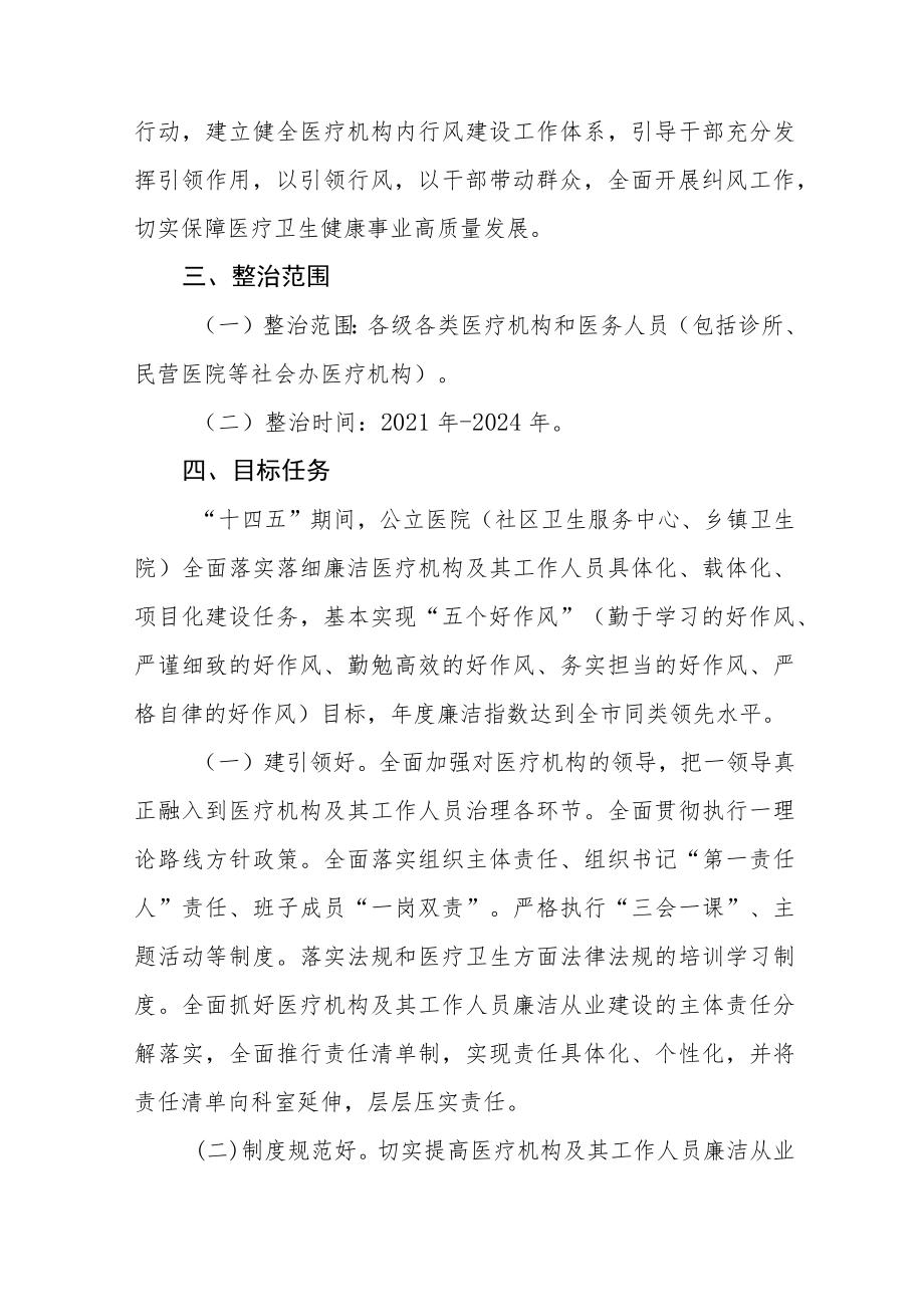 2022医疗机构人员廉洁从业行动实施方案三篇范文.docx_第2页