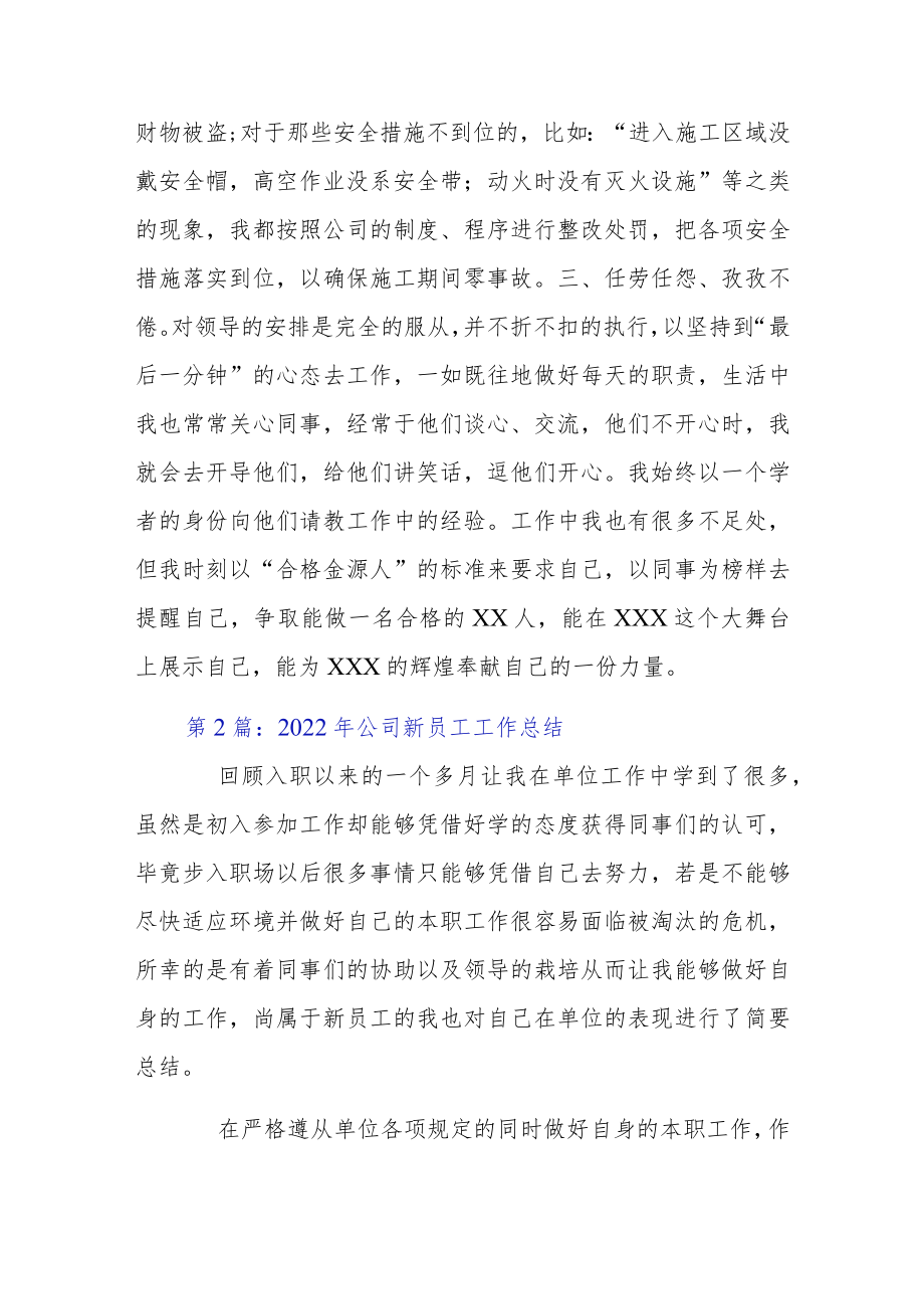 2022公司新员工工作总结3篇.docx_第2页