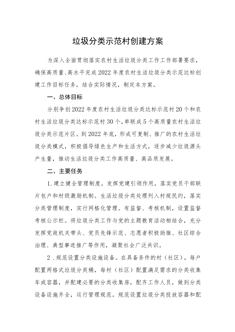 垃圾分类示范村创建方案.docx_第1页