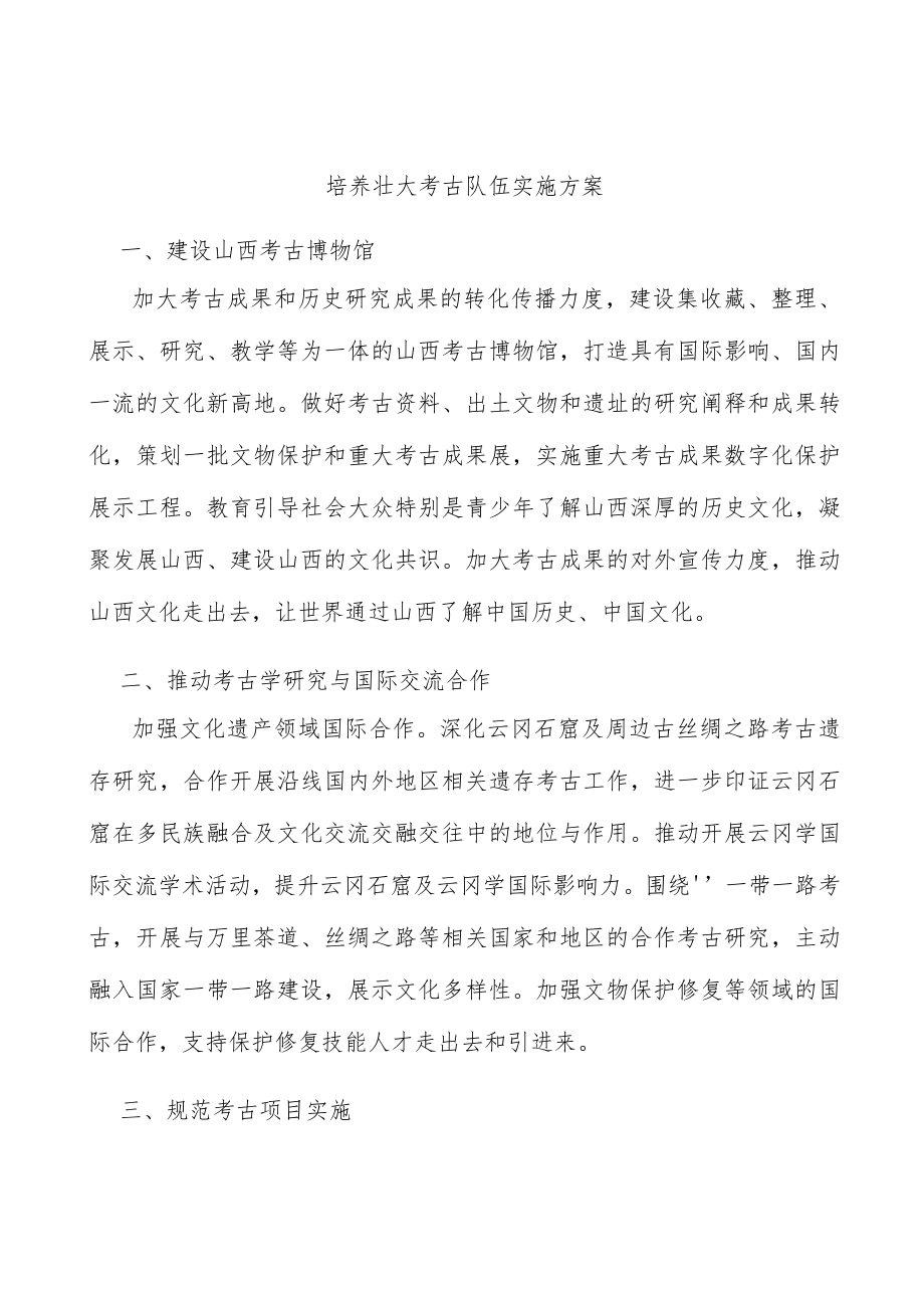 培养壮大考古队伍实施方案.docx_第1页