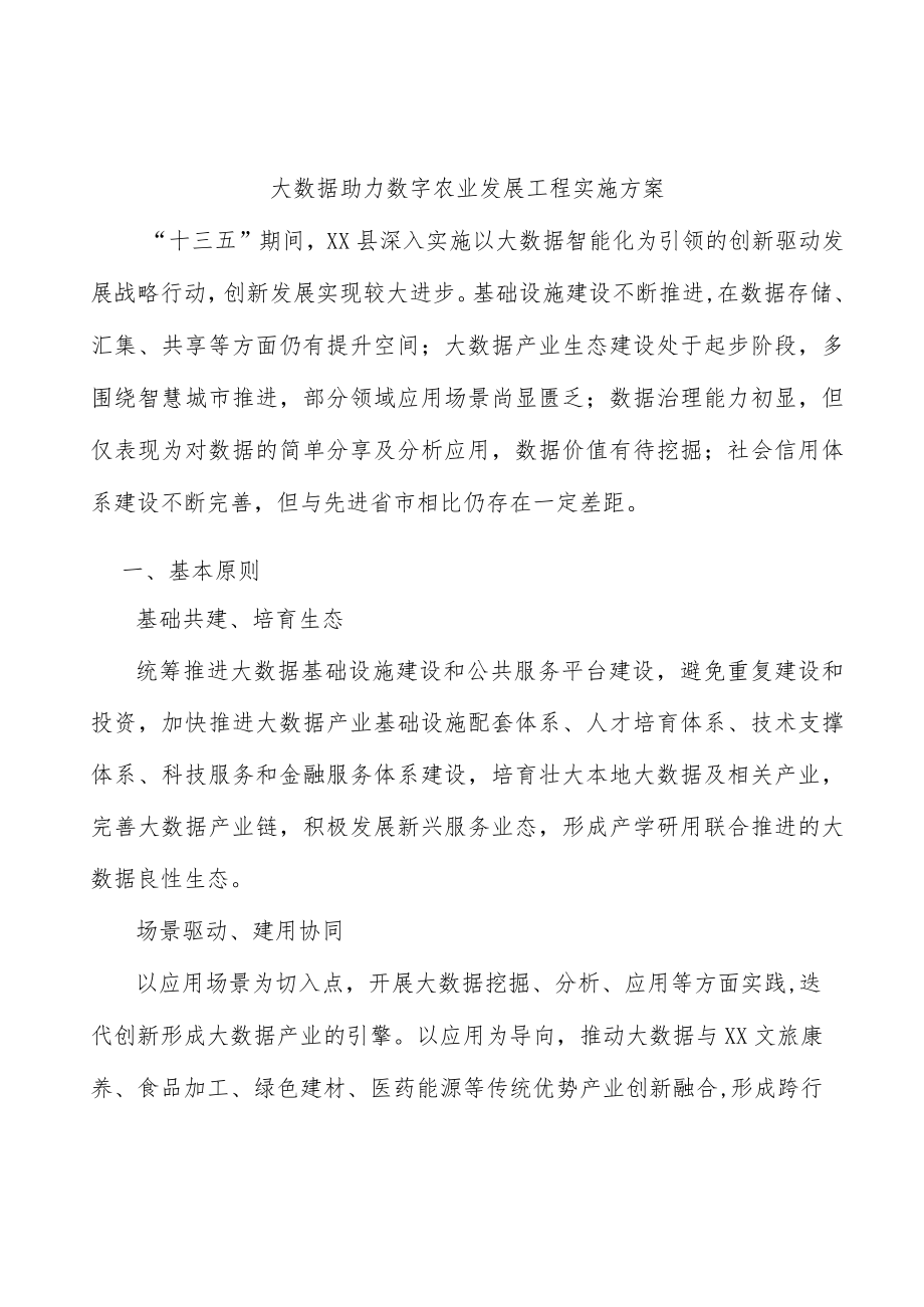 大数据助力数字农业发展工程实施方案.docx_第1页