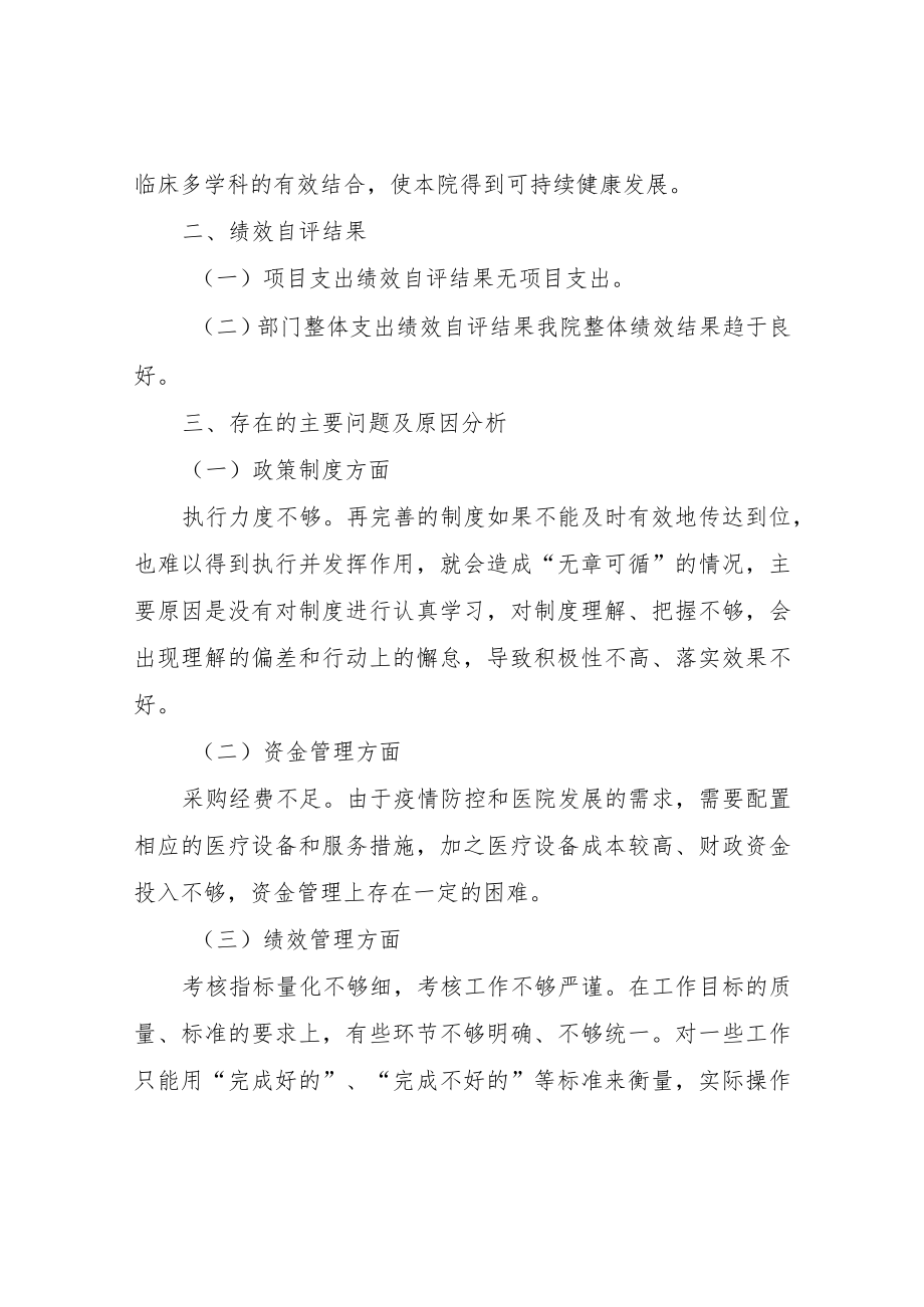 XX自治县人民医院2021年度绩效自评工作总结.docx_第2页