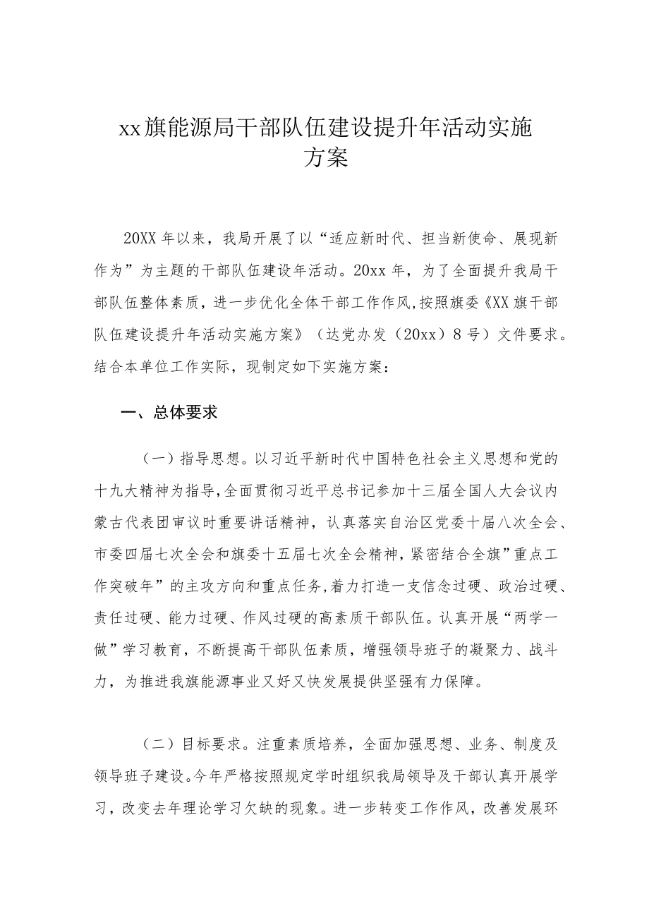 xx旗能源局干部队伍建设提升年活动实施方案.docx_第1页