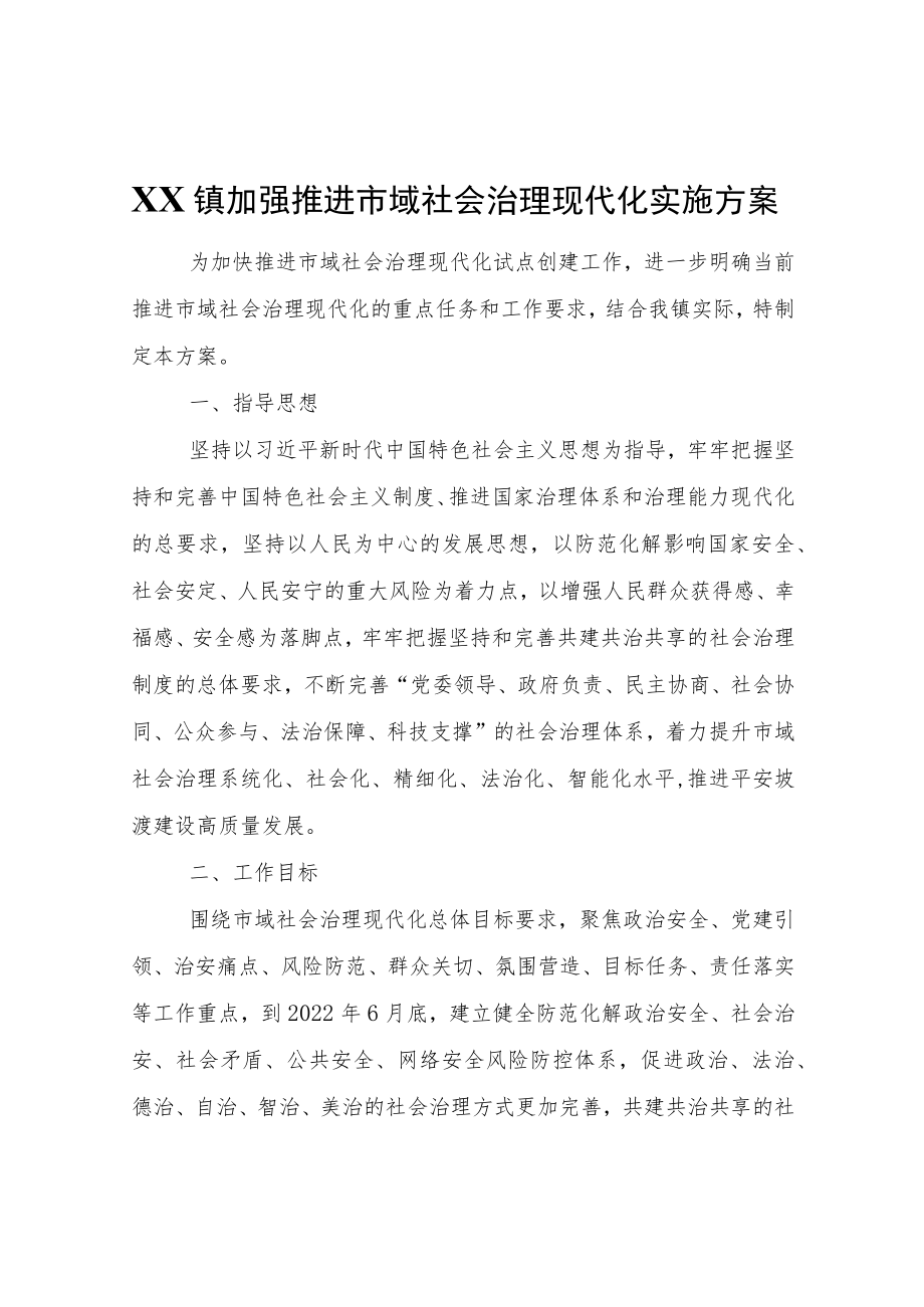 XX镇加强推进市域社会治理现代化实施方案.docx_第1页