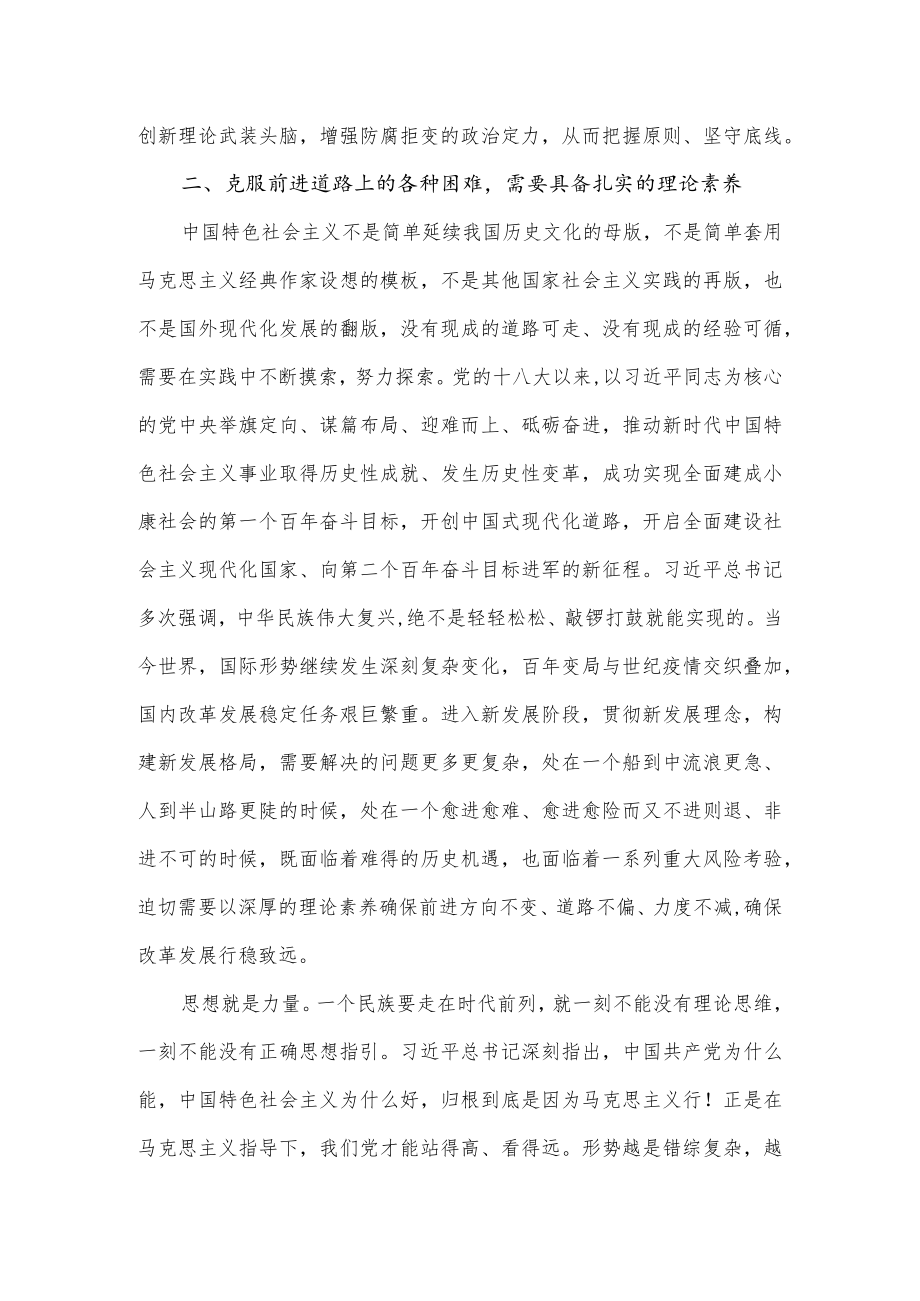 专题党课讲稿：不断提升理论素养以实际行动迎接.docx_第3页