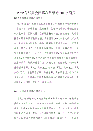 2022冬残奥会闭幕心得感想300字简短.docx