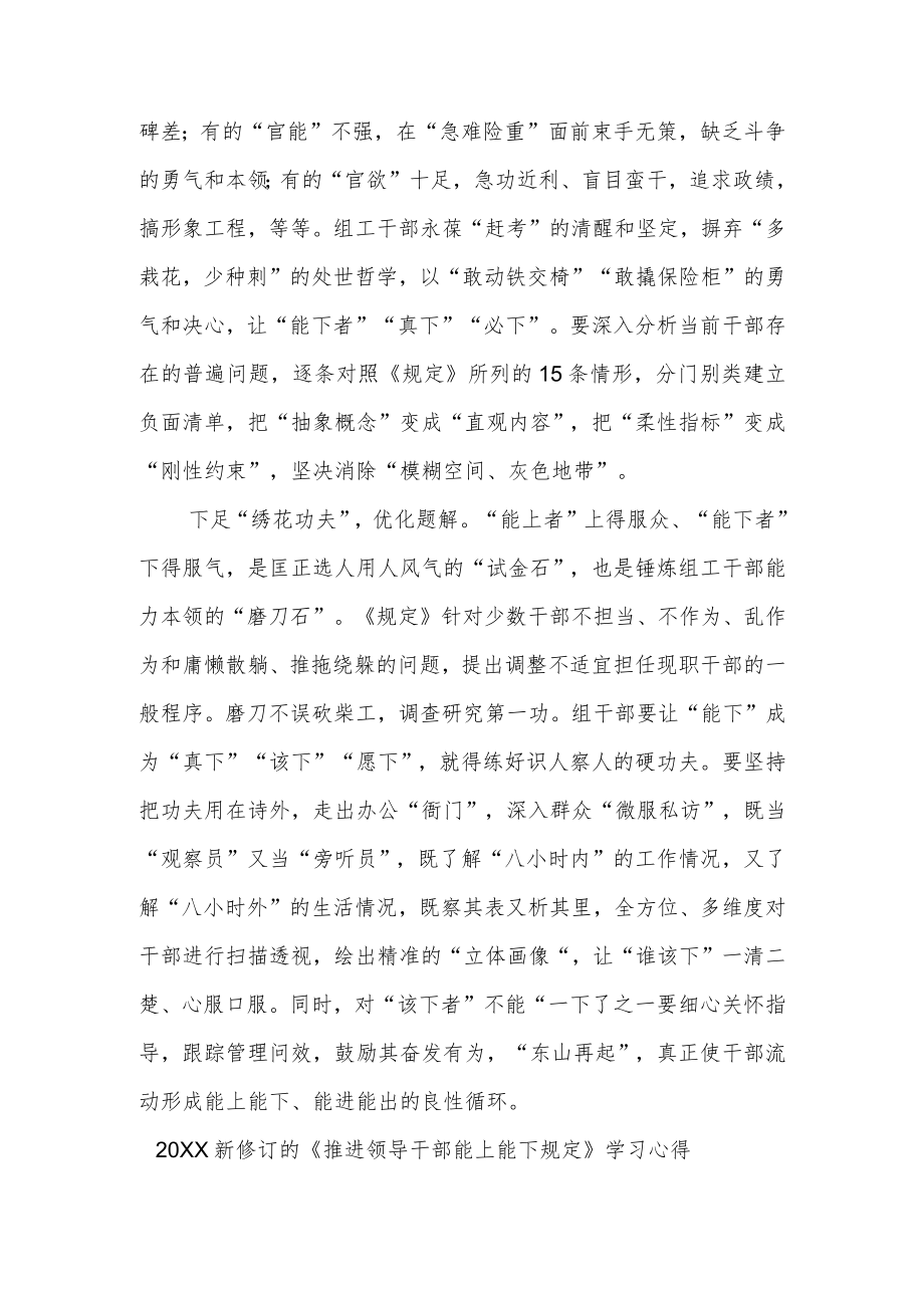 2022新修订的《推进领导干部能上能下规定》学习心得4篇.docx_第2页