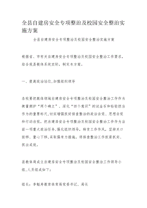 全县自建房安全专项整治及校园安全整治实施方案.docx