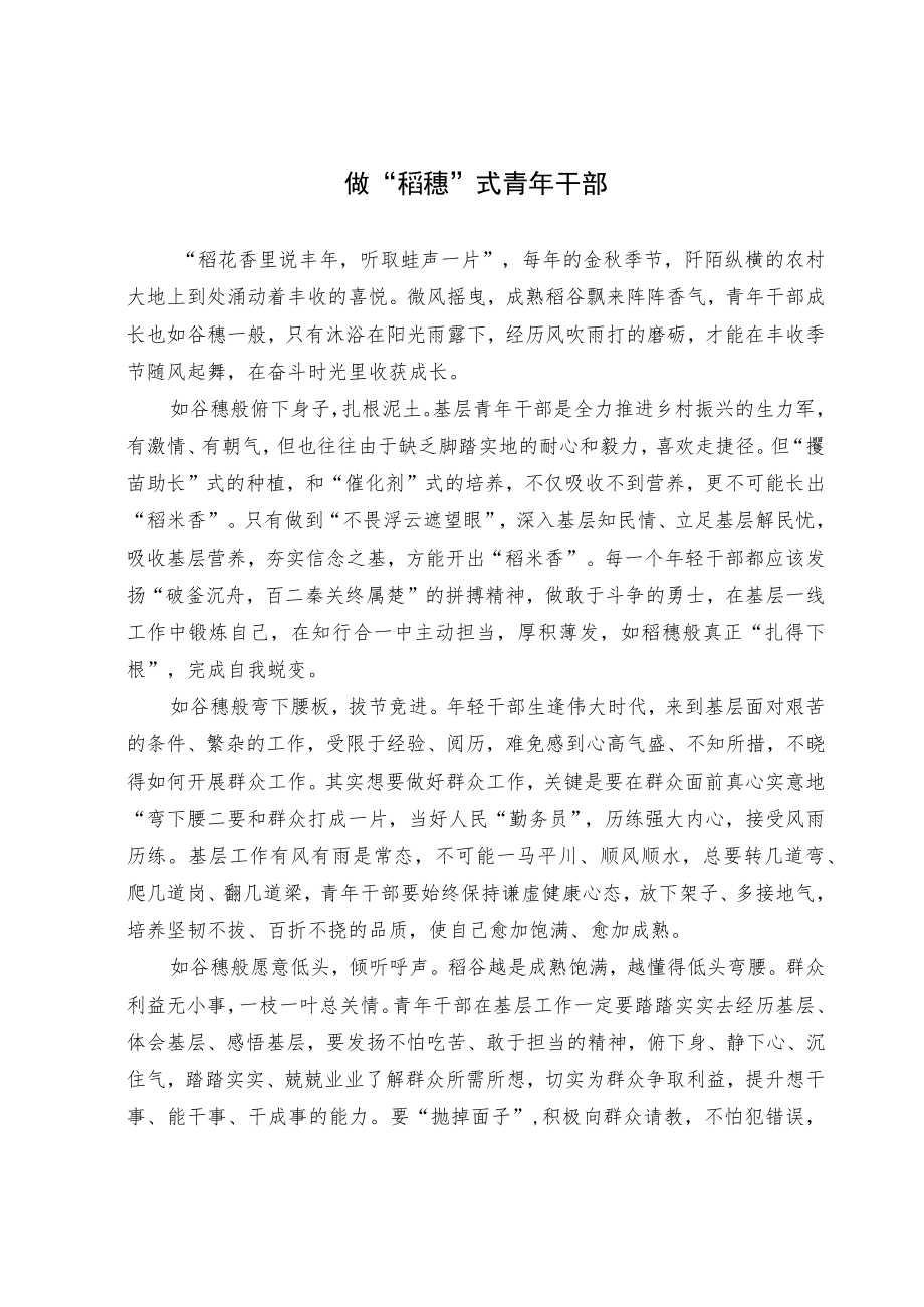 做“稻穗”式青年干部.docx_第1页