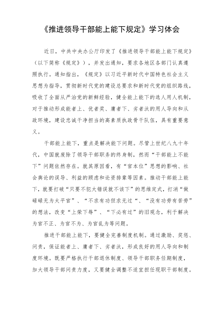 党员干部学习《推进领导干部能上能下规定》心得感悟七篇范本.docx_第3页