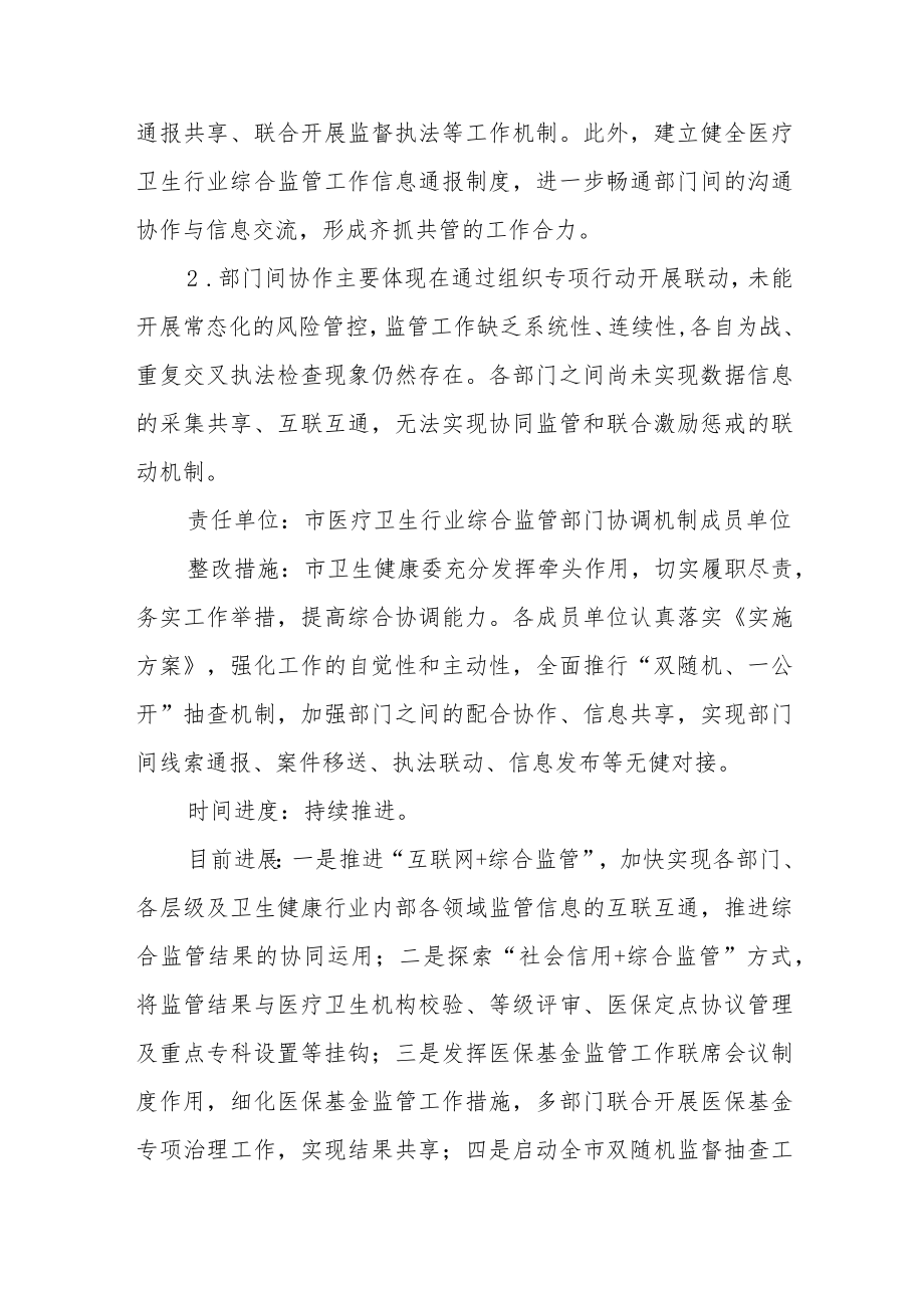 医疗卫生行业综合监管督察反馈意见的整改方案.docx_第3页