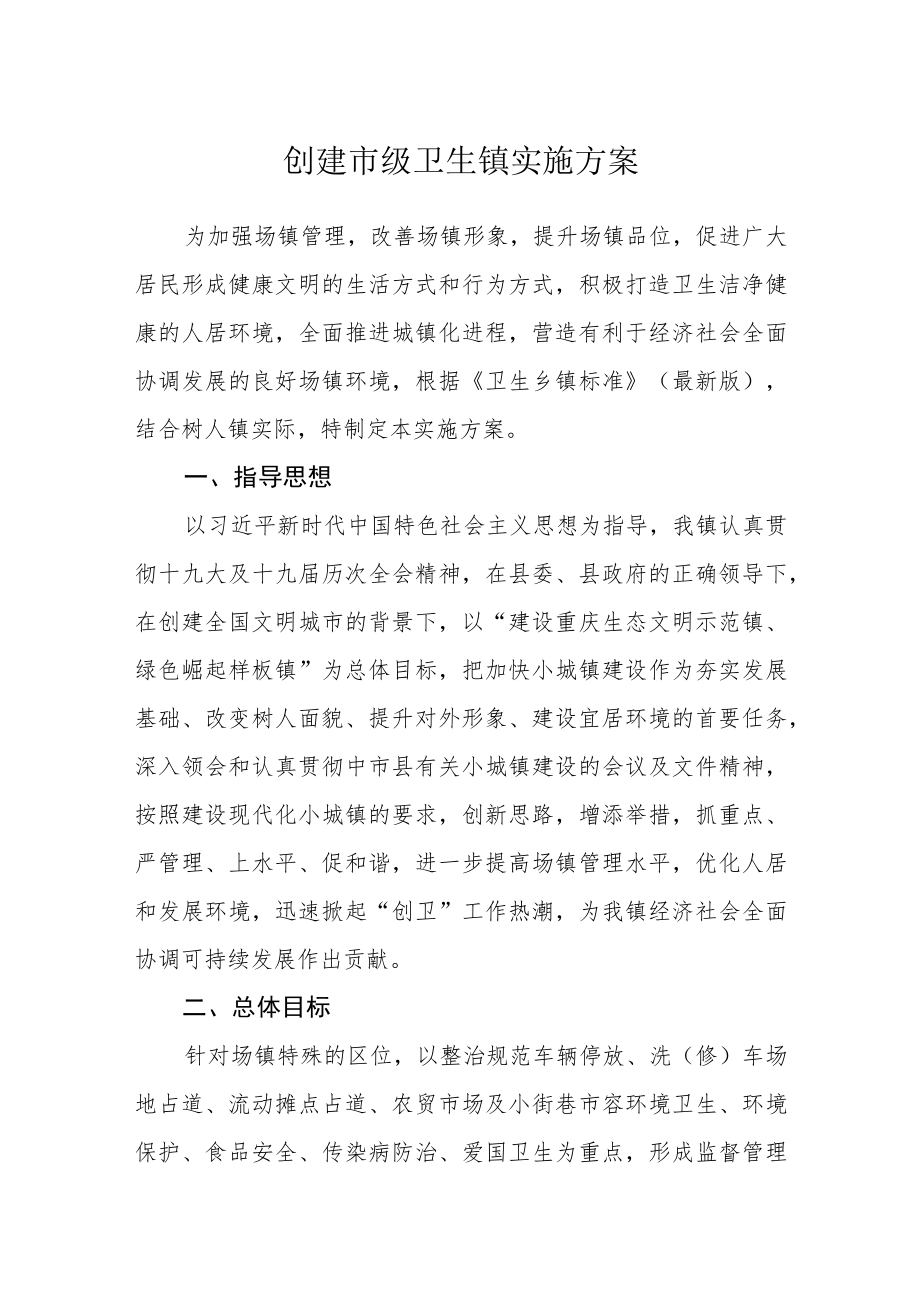 创建市级卫生镇实施方案.docx_第1页