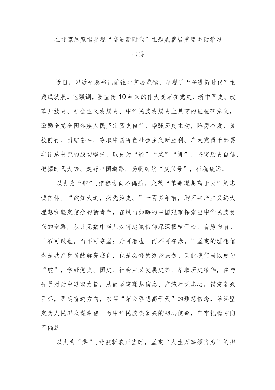 在北京展览馆参观“奋进新时代”主题成就展重要讲话学习心得3篇.docx_第3页