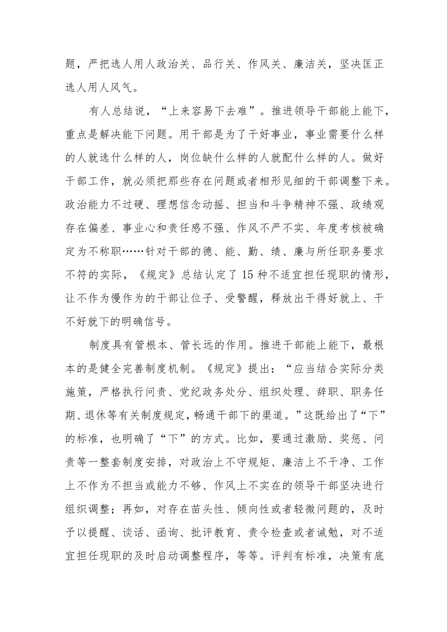 学习《推进领导干部能上能下规定》心得体会交流发言十篇.docx_第3页