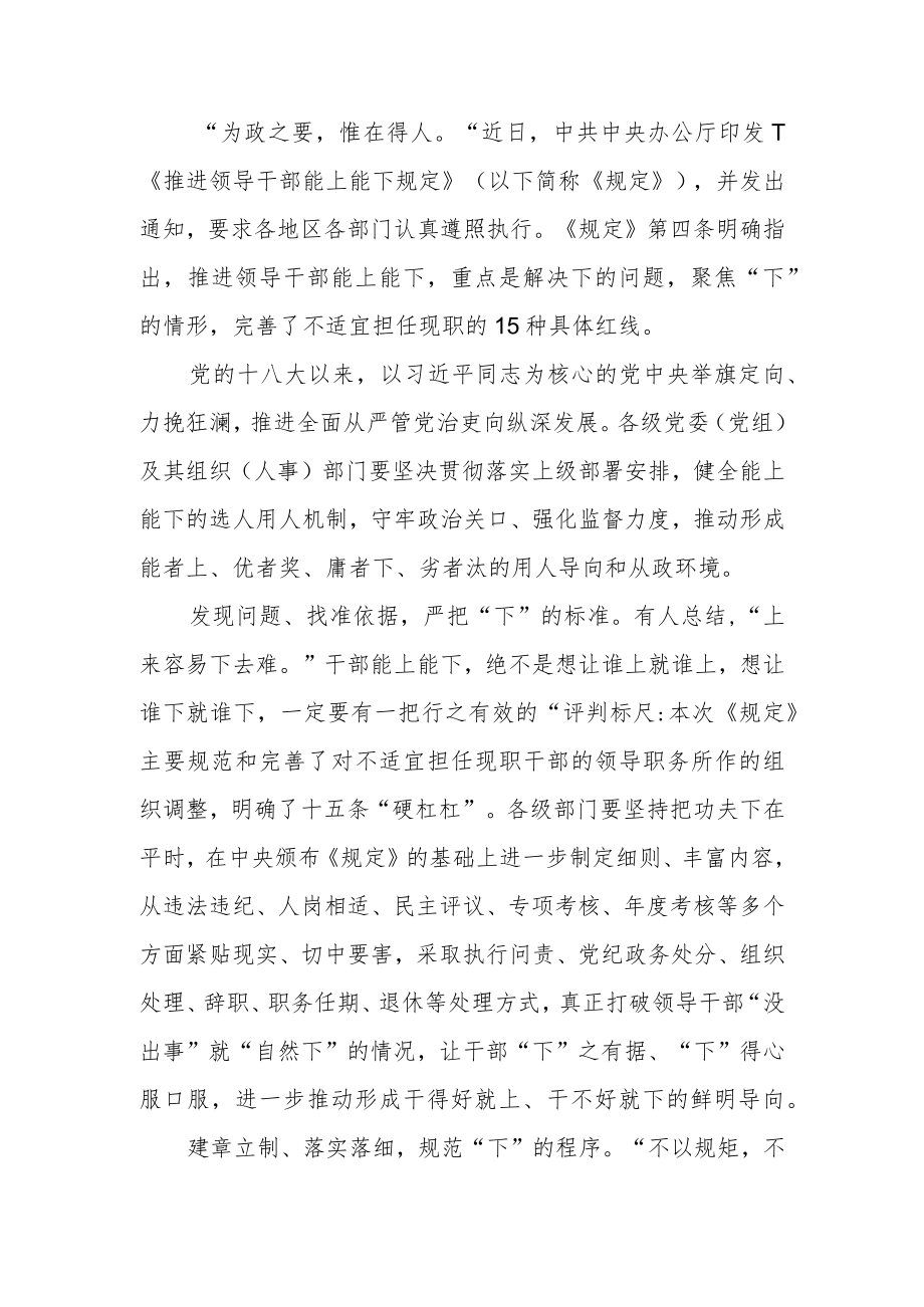 学习领悟《推进领导干部能上能下规定》心得体会3篇.docx_第3页