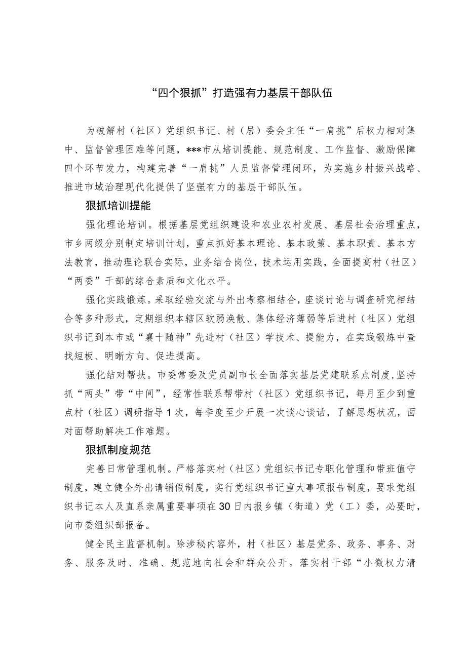 基层干部队伍建设经验交流材料.docx_第1页