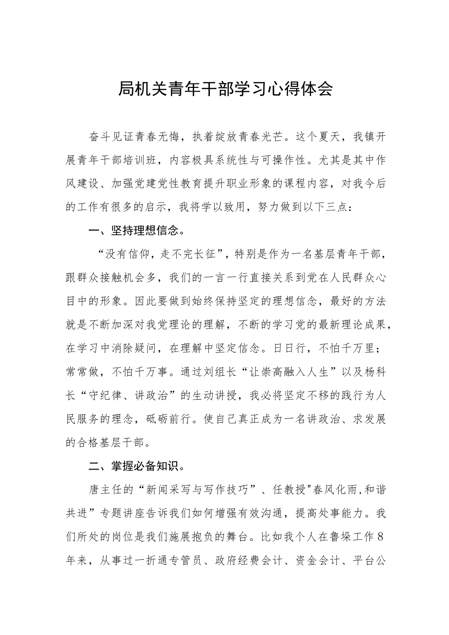 年轻干部学习心得体会发言稿五篇模板.docx_第1页