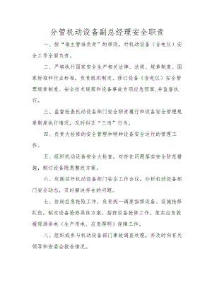 分管机动设备副总经理安全职责.docx