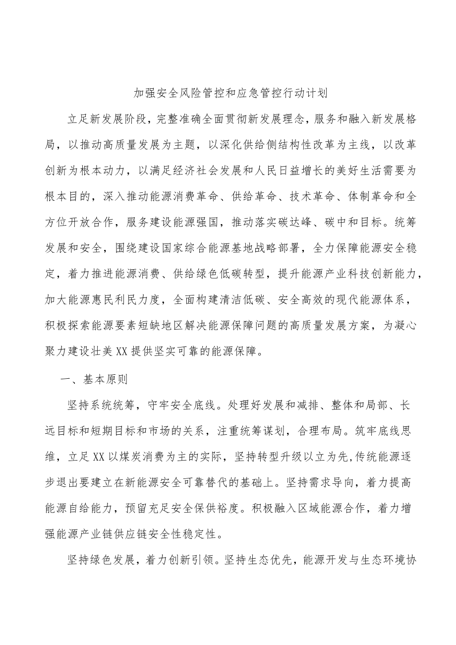 加强安全风险管控和应急管控行动计划.docx_第1页