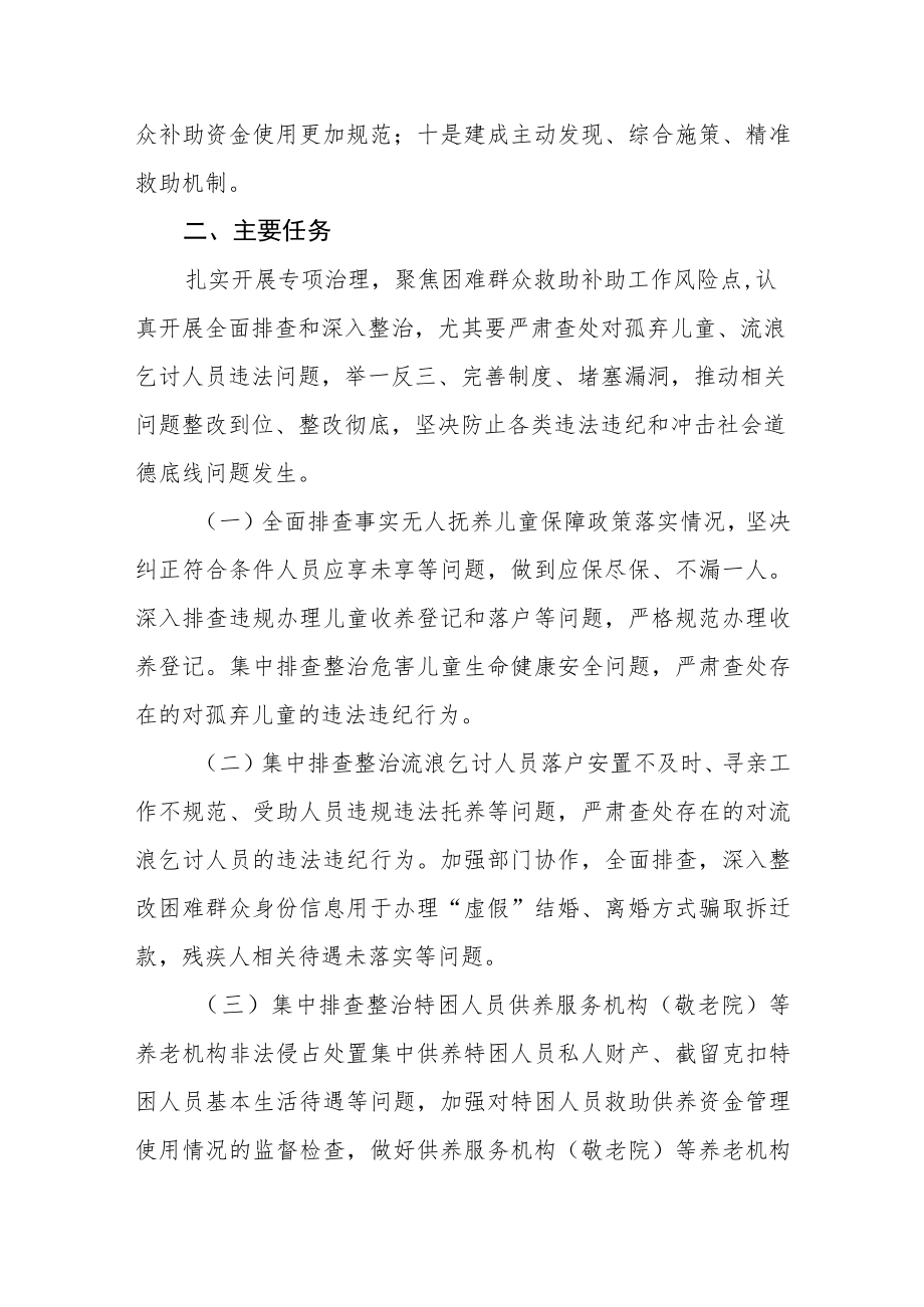 困难群众救助补助资金问题排查整治专项治理方案.docx_第2页