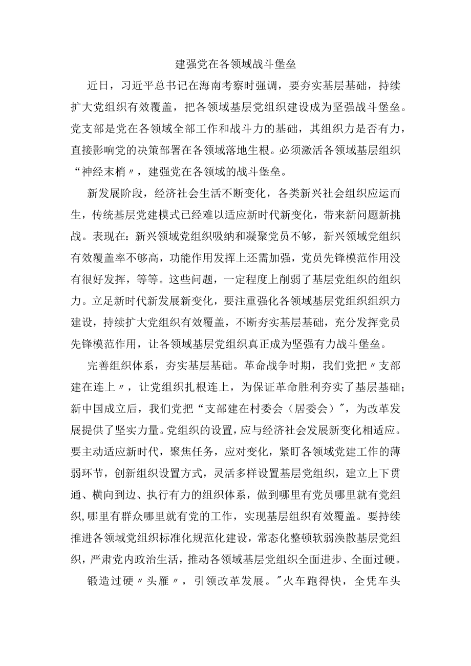 建强党在各领域战斗堡垒.docx_第1页