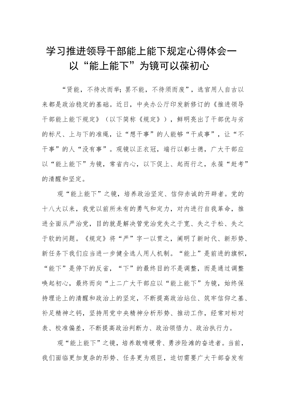 研读《推进领导干部能上能下规定》发言材料.docx_第1页