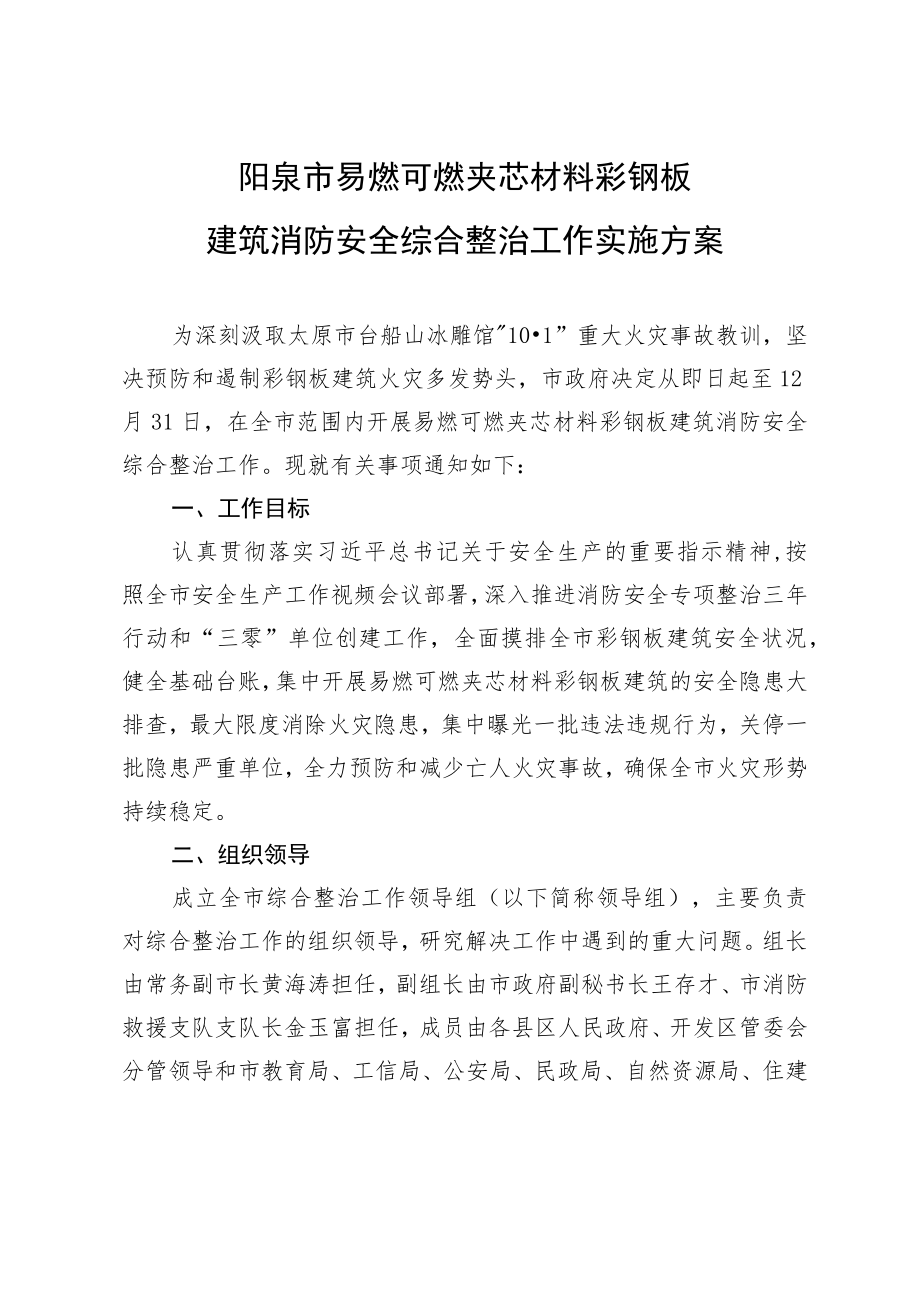 关于易燃可燃夹芯材料彩钢板建筑消防安全综合整治工作实施方案.docx_第2页