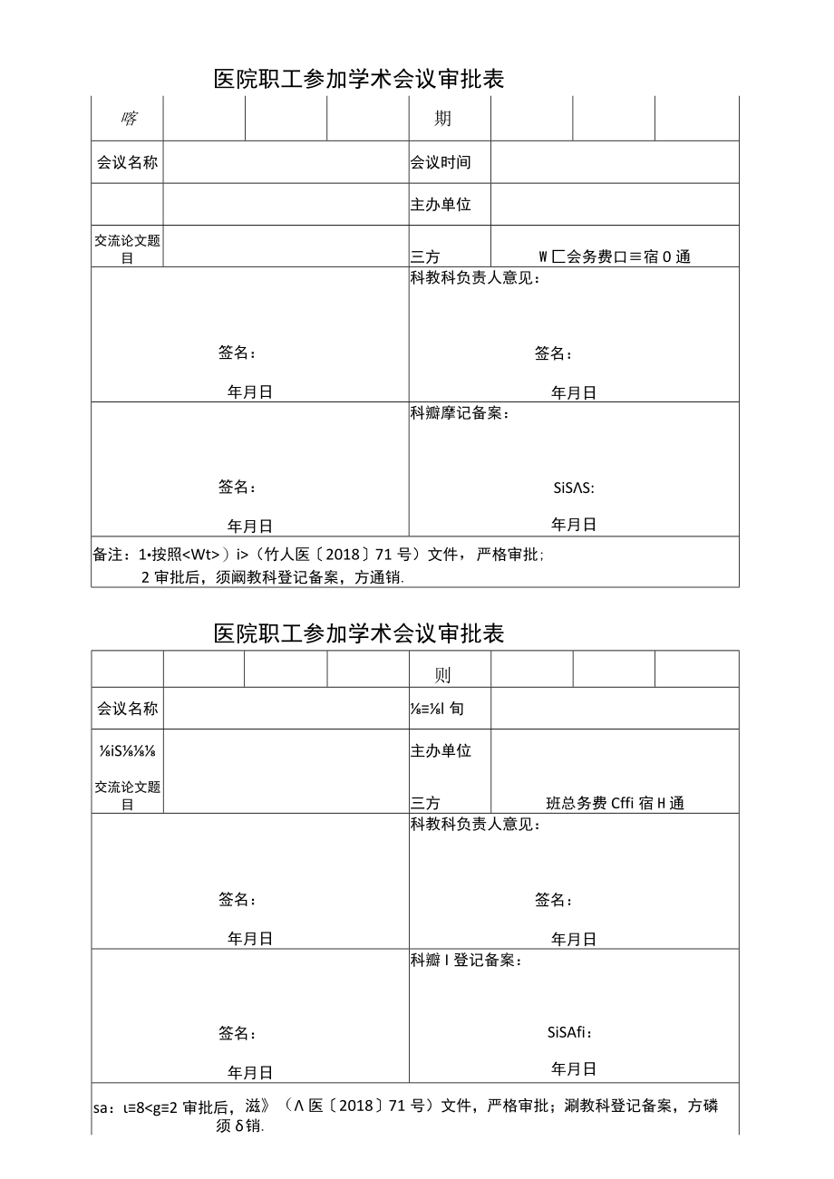 医院职工参加学术会议审批表.docx_第1页