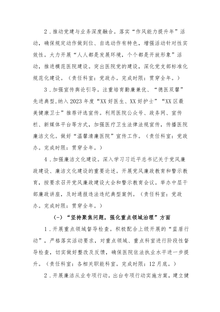 医院2023年推进清廉医院建设工作实施方案计划方案共三篇.docx_第2页