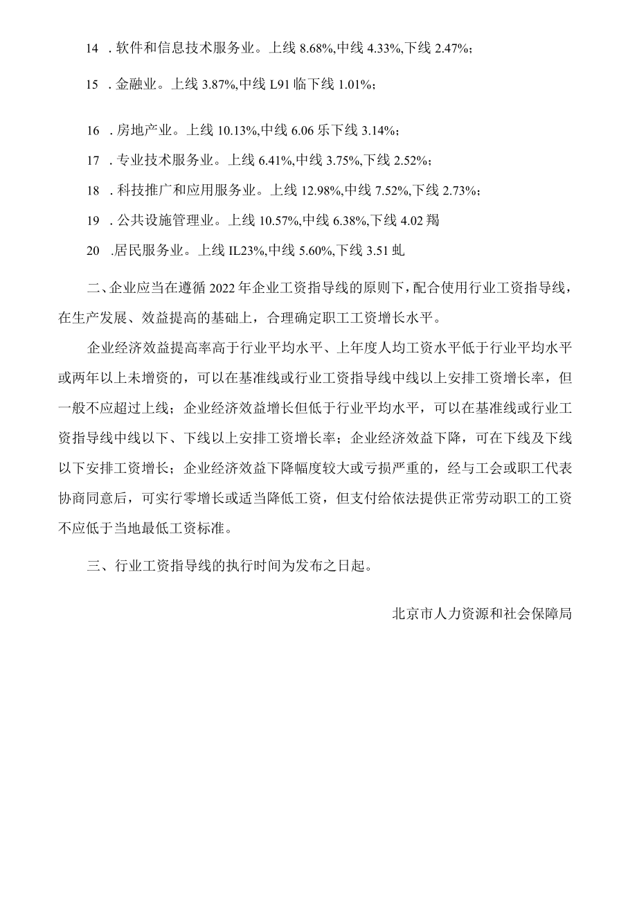 北京市人力资源和社会保障局关于发布2022年北京市行业工资指导线的通知.docx_第2页