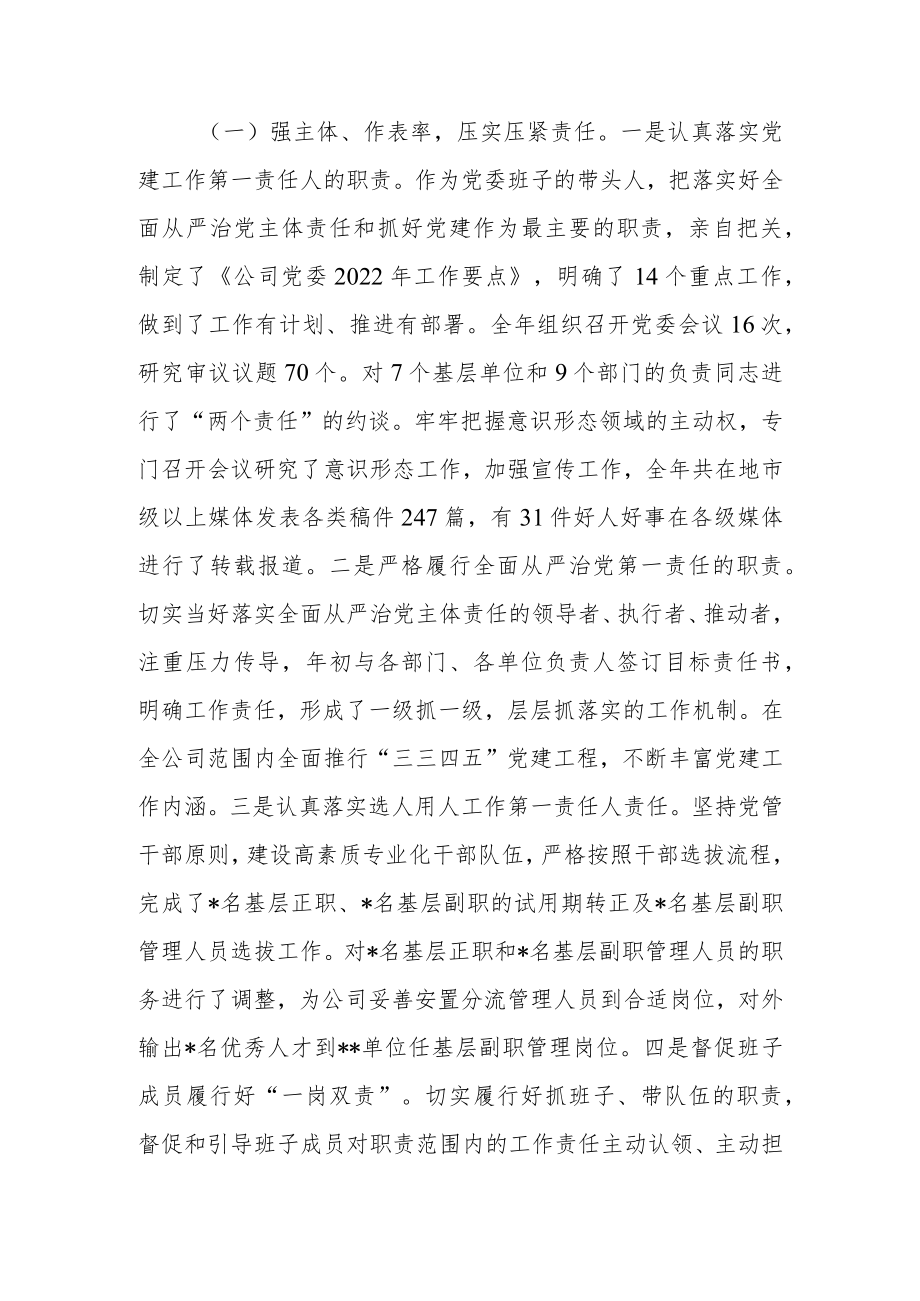 公司党委书记2022年述职述德述廉报告.docx_第2页