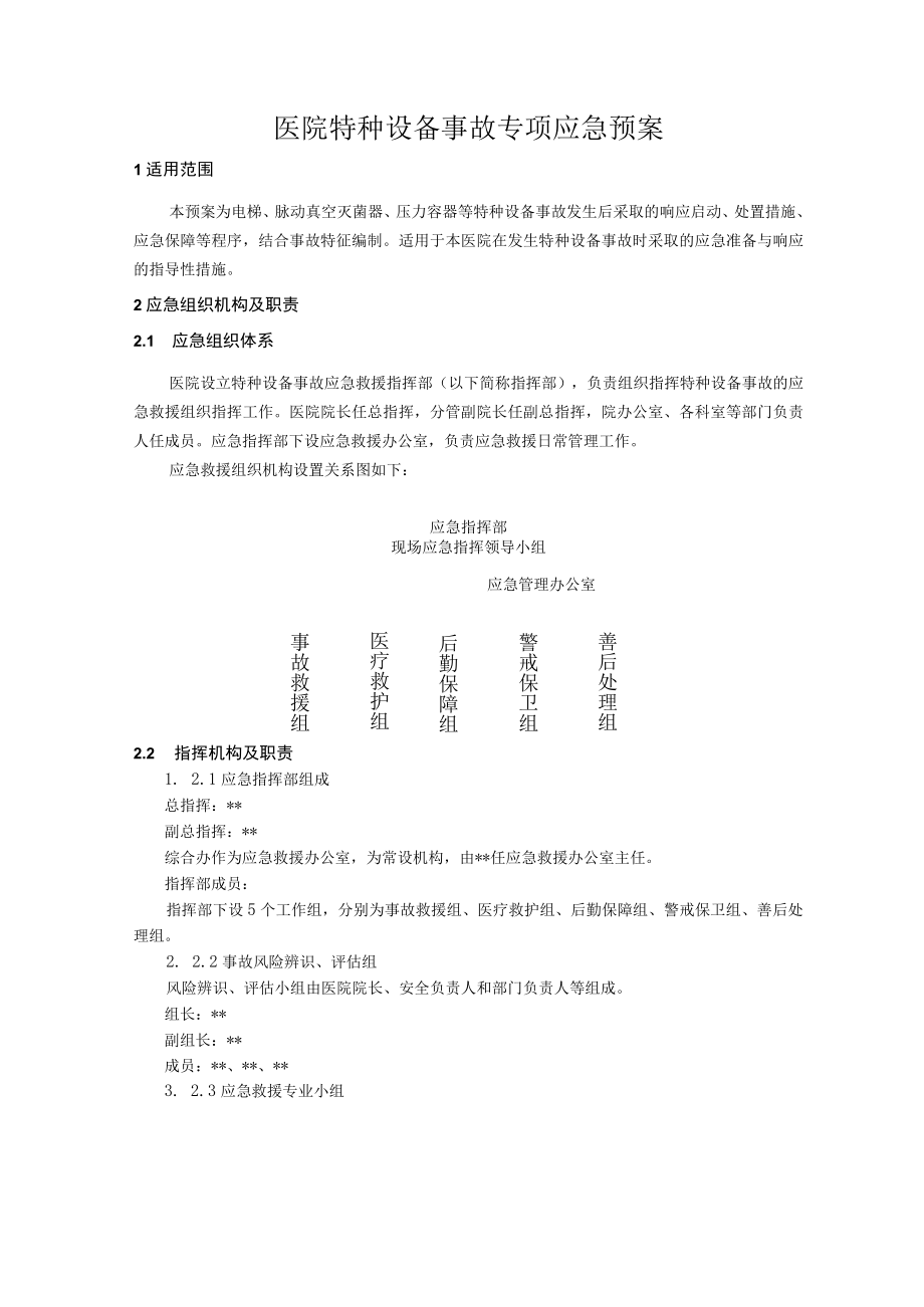 医院特种设备事故专项应急预案.docx_第1页