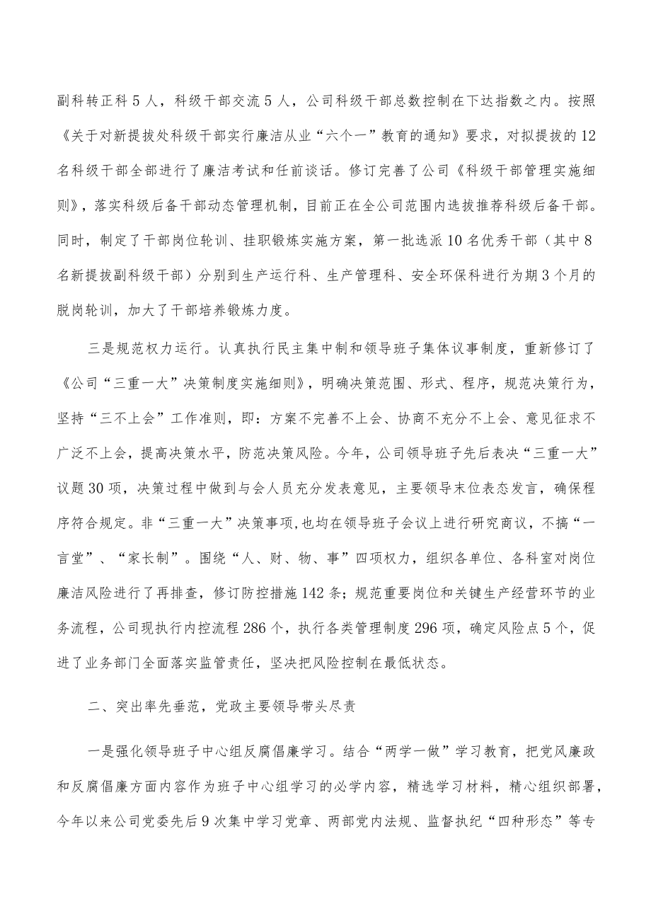 公司落实党风廉政建设责任制工作汇报.docx_第2页