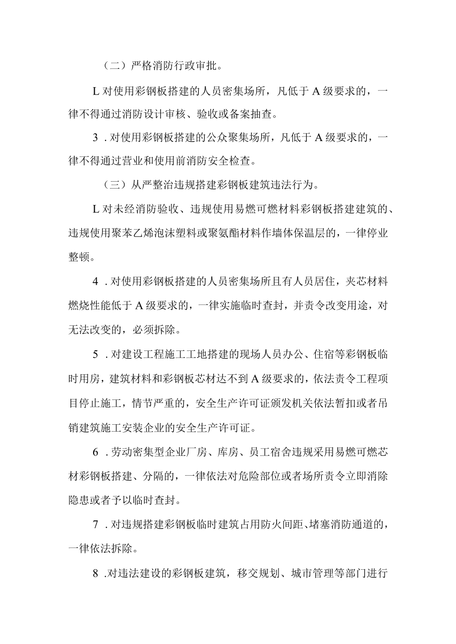 关于易燃可燃夹芯材料彩钢板建筑消防安全综合整治工作实施方案.docx_第3页