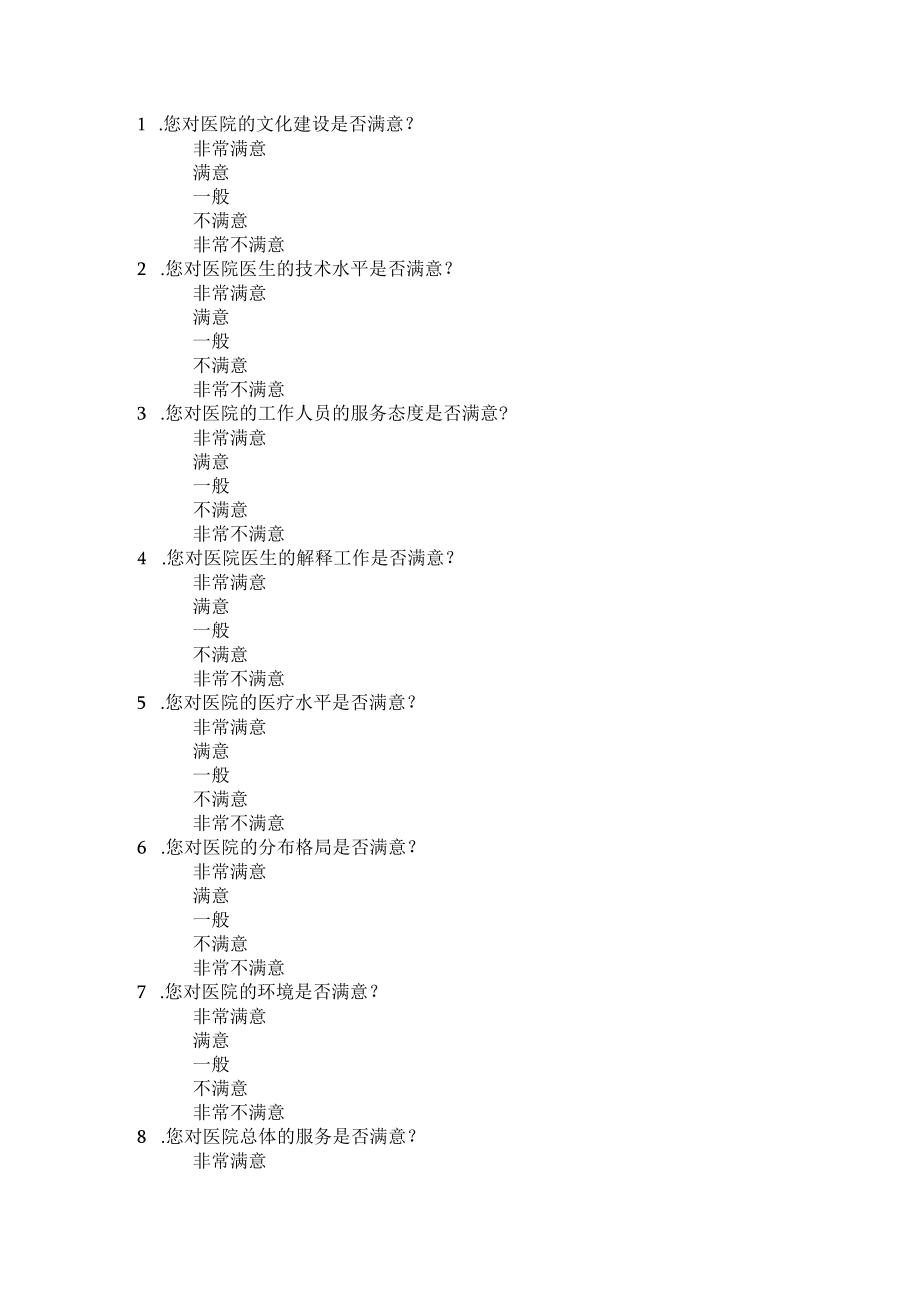 医院满意度调查问卷.docx_第1页