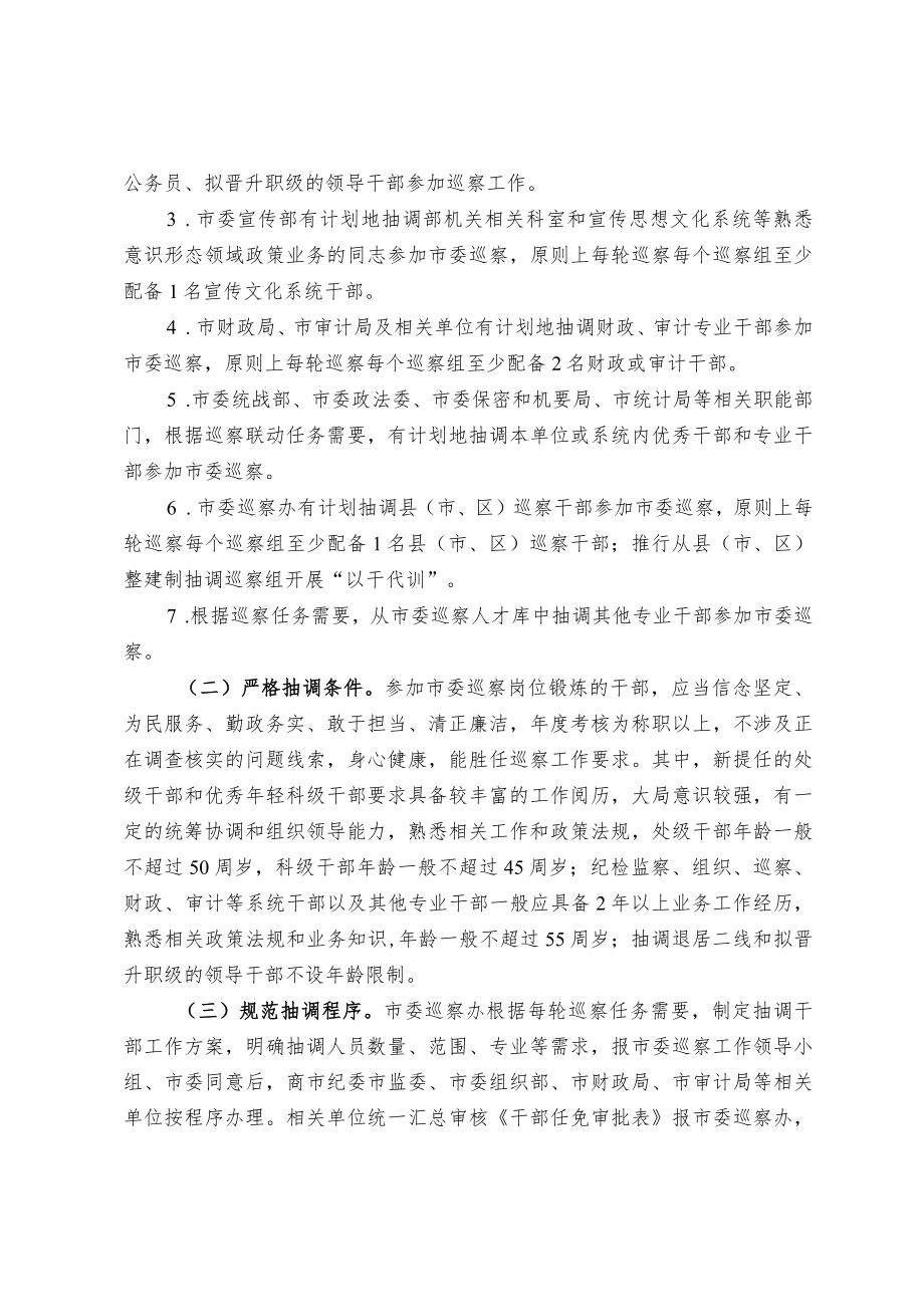 关于抽调优秀干部到市委巡察岗位锻炼实施办法.docx_第2页