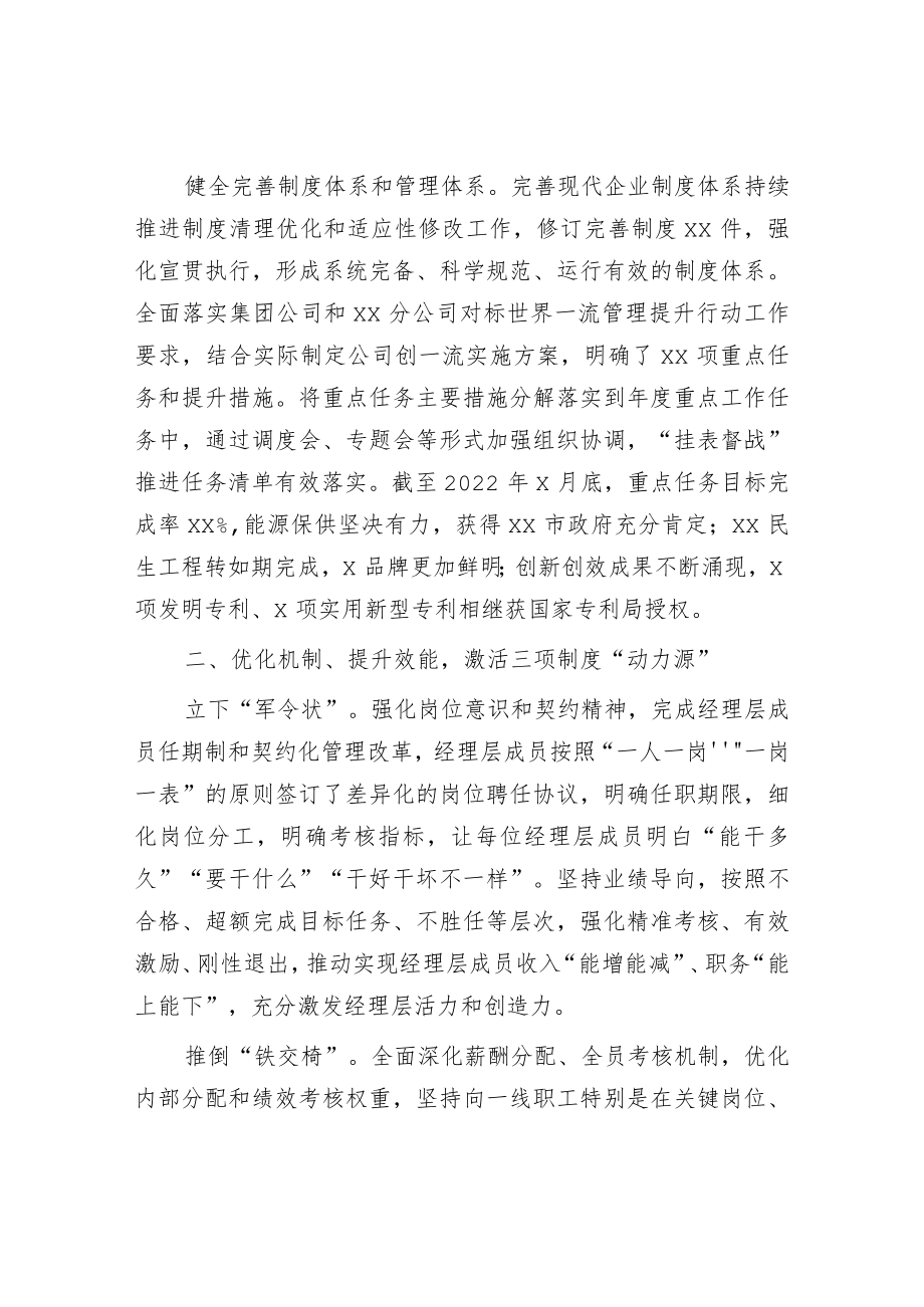 国企改革三年行动工作报告总结（公司）.docx_第2页